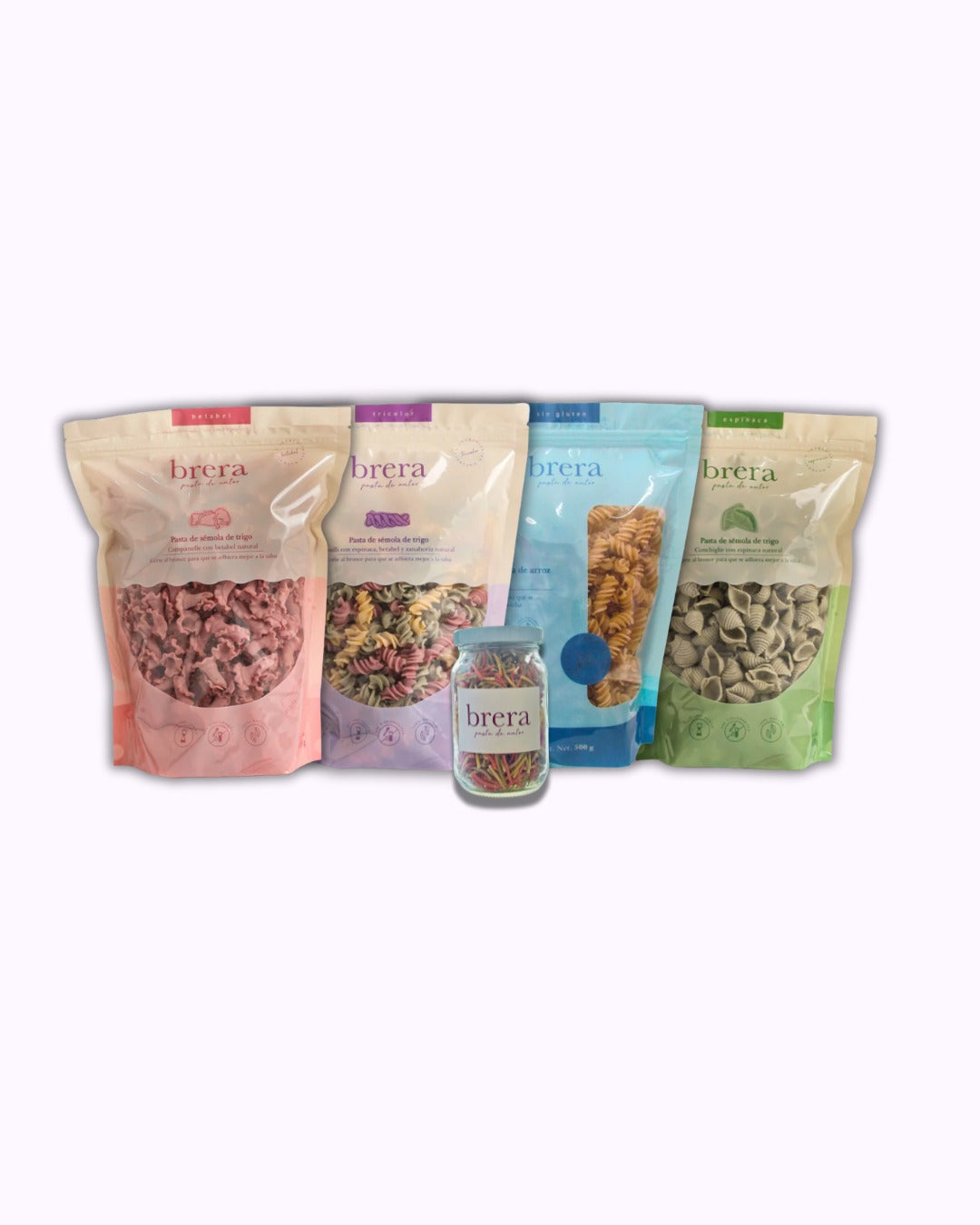 Kit de 4 pastas, incluye una sin gluten + orzo de zanahoria natural GRATIS