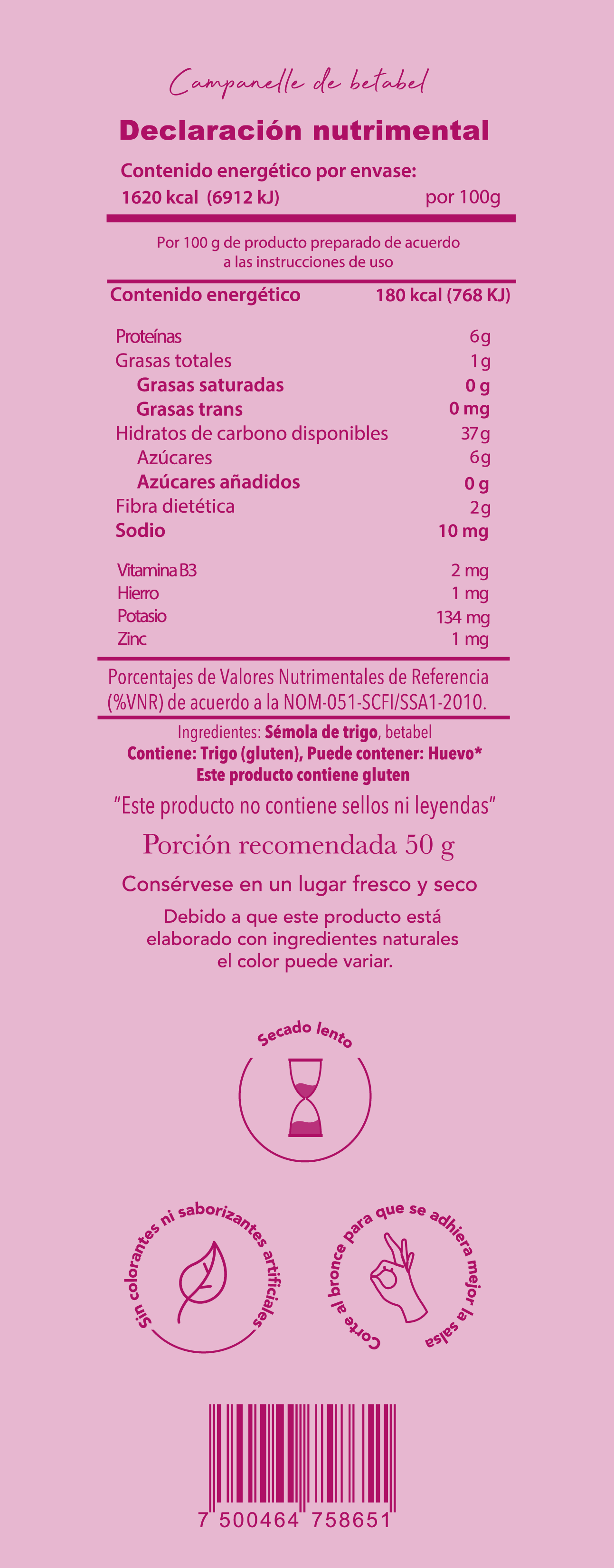 Campanelle de betabel natural